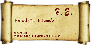 Hordós Elemér névjegykártya